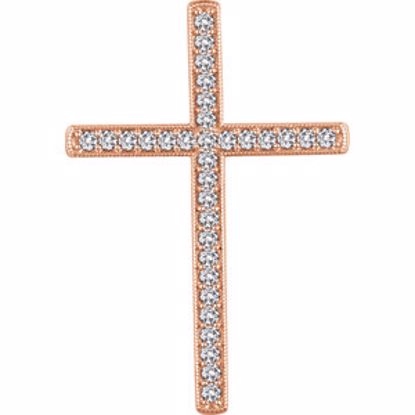 651392:114:P 14kt Rose 1 CTW Diamond Cross Pendant