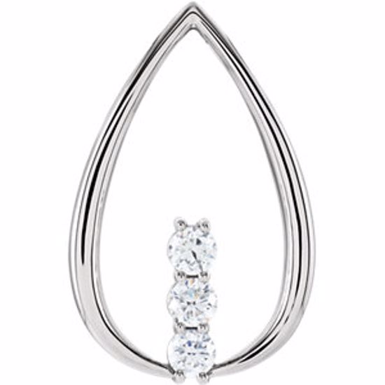 85974:105:P 14kt White 1/2 CTW Diamond 3-Stone Freeform Pendant