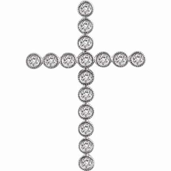 651393:113:P 14kt White 1 CTW Diamond Cross Pendant