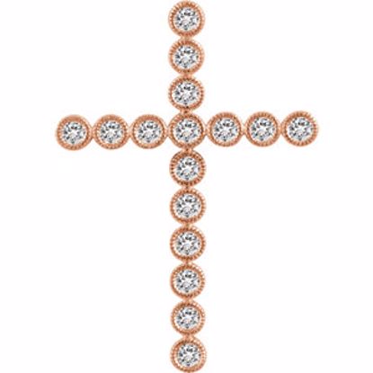 651393:114:P 14kt Rose 1 CTW Diamond Cross Pendant