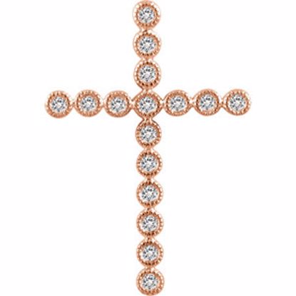 651393:102:P 14kt Rose 1/4 CTW Diamond Cross Pendant