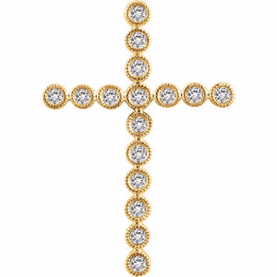 651393:106:P 14kt Yellow 1/2 CTW Diamond Cross Pendant