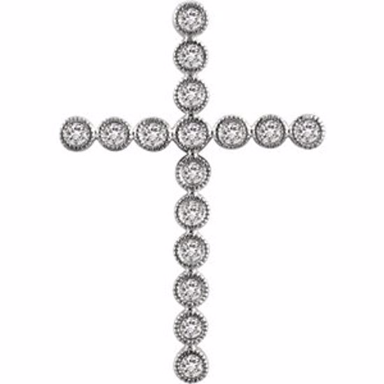 651393:107:P 14kt White 1/2 CTW Diamond Cross Pendant