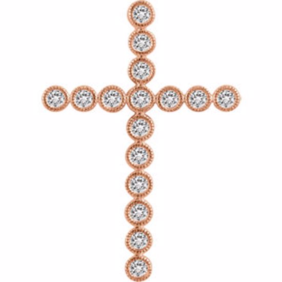 651393:111:P 14kt Rose 3/4 CTW Diamond Cross Pendant