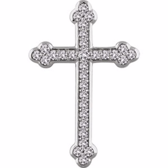 651391:113:P 14kt White 1 CTW Diamond Cross Pendant