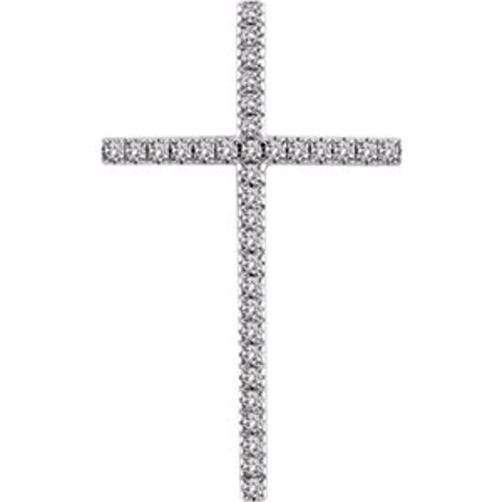 651394:113:P 14kt White 1 CTW Diamond Cross Pendant