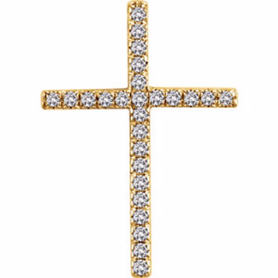 651394:100:P 14kt Yellow 1/4 CTW Diamond Cross Pendant