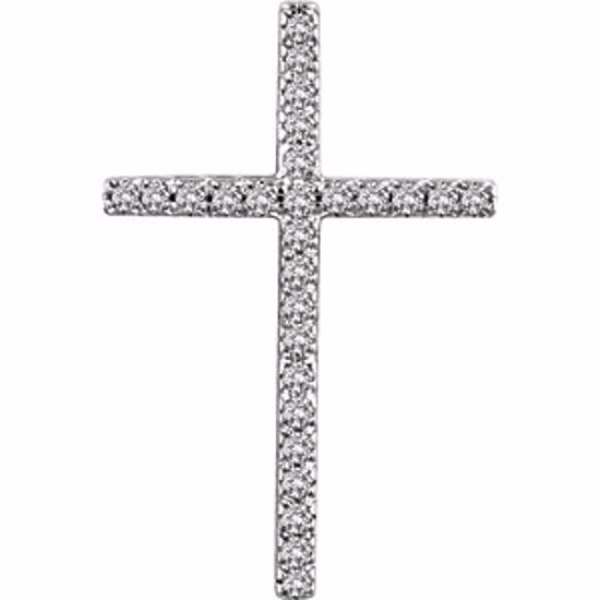 651394:104:P 14kt White 1/3 CTW Diamond Cross Pendant