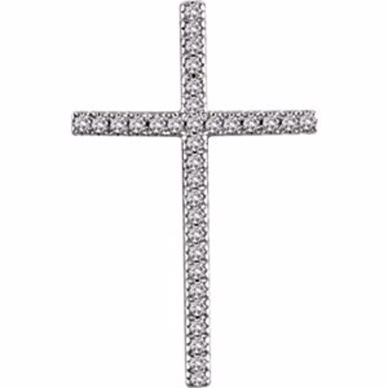 651394:107:P 14kt White 1/2 CTW Diamond Cross Pendant