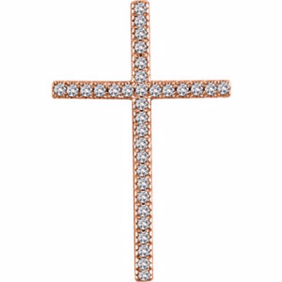 651394:108:P 14kt Rose 1/2 CTW Diamond Cross Pendant