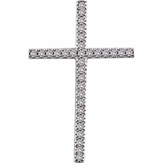 651394:110:P 14kt White 3/4 CTW Diamond Cross Pendant