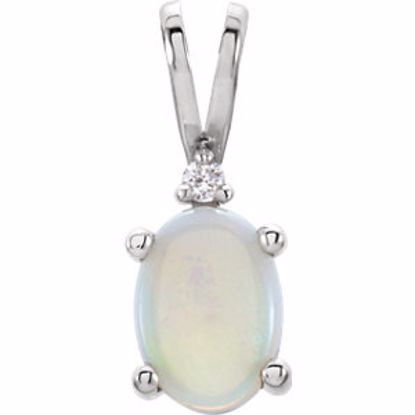 1139:100:P 14kt White Opal & .01 CTW Diamond Pendant