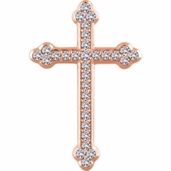 651391:111:P 14kt Rose 3/4 CTW Diamond Cross Pendant