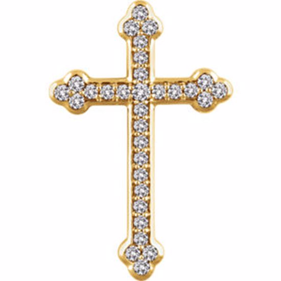 651391:106:P 14kt Yellow 1/2 CTW Diamond Cross Pendant