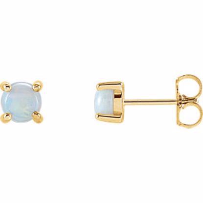 1285:103:P 14kt Yellow 5mm Round Opal Cabochon Earrings