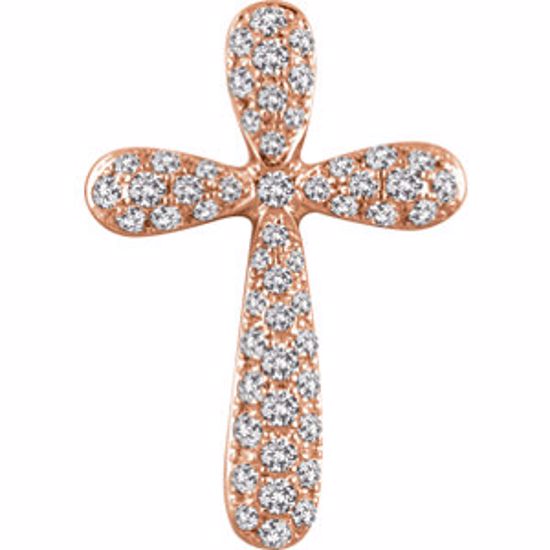 651395:102:P 14kt Rose 1/4 CTW Diamond Cross Pendant