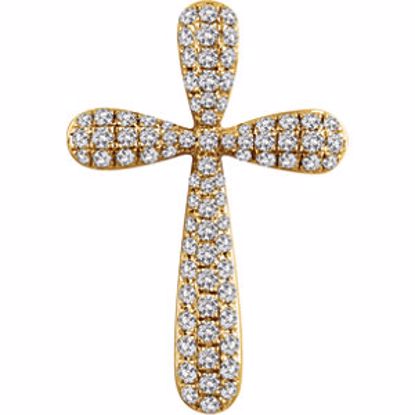 651395:109:P 14kt Yellow 3/4 CTW Diamond Cross Pendant