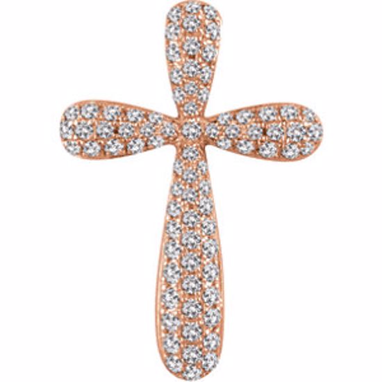 651395:108:P 14kt Rose 1/2 CTW Diamond Cross Pendant