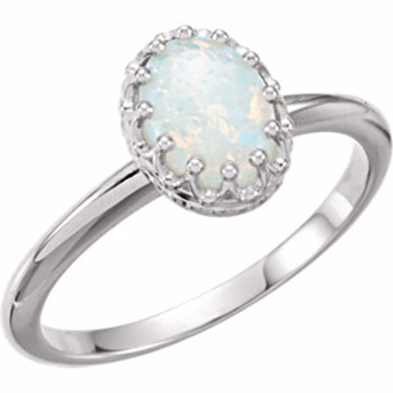 71561:100:P 14kt White Opal Ring