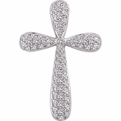 651395:113:P 14kt White 1 CTW Diamond Cross Pendant