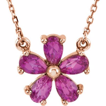 85943:102:P 14kt Rose Chatham® Created Pink Sapphire 16" Necklace 