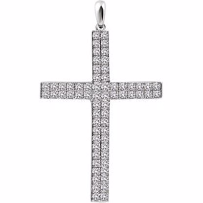 651396:113:P 14kt White 1 CTW Diamond Cross Pendant