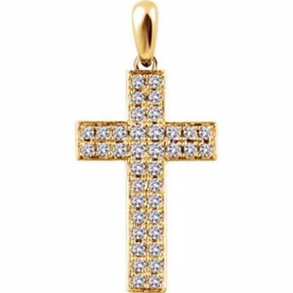 651396:100:P 14kt Yellow 1/4 CTW Diamond Cross Pendant