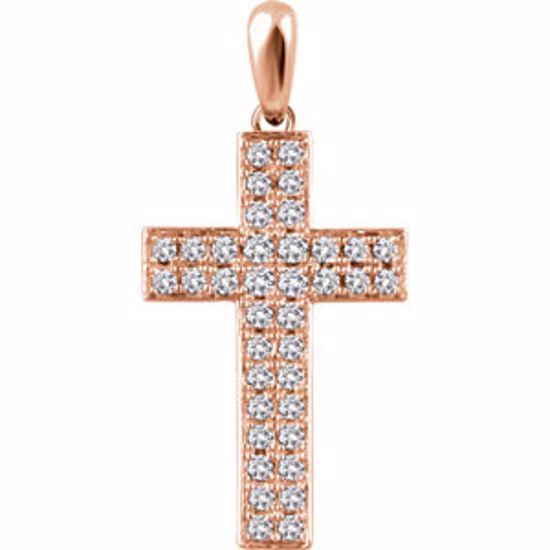 651396:102:P 14kt Rose 1/4 CTW Diamond Cross Pendant