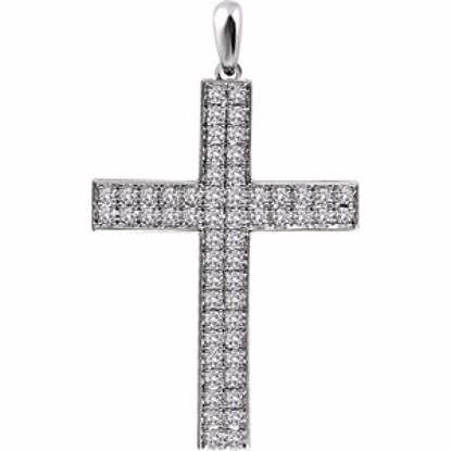 651396:107:P 14kt White 1/2 CTW Diamond Cross Pendant