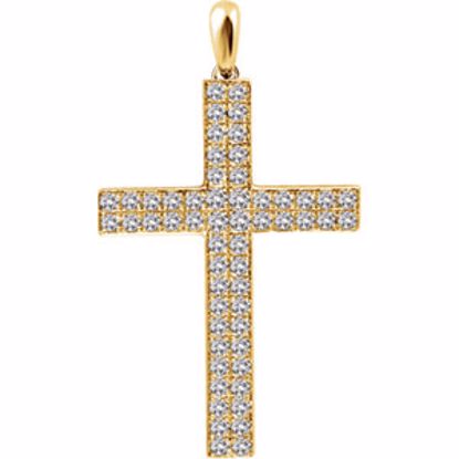 651396:109:P 14kt Yellow 3/4 CTW Diamond Cross Pendant