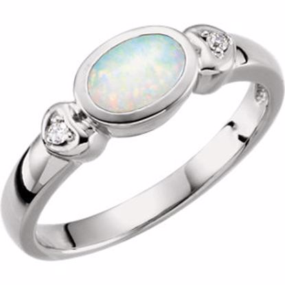 71133:70000:P 14kt White Opal & .03 CTW Diamond Accented Ring