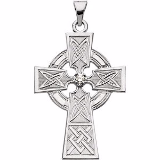 R41073:163591:P 14kt White .06 CTW Diamond Cross Pendant