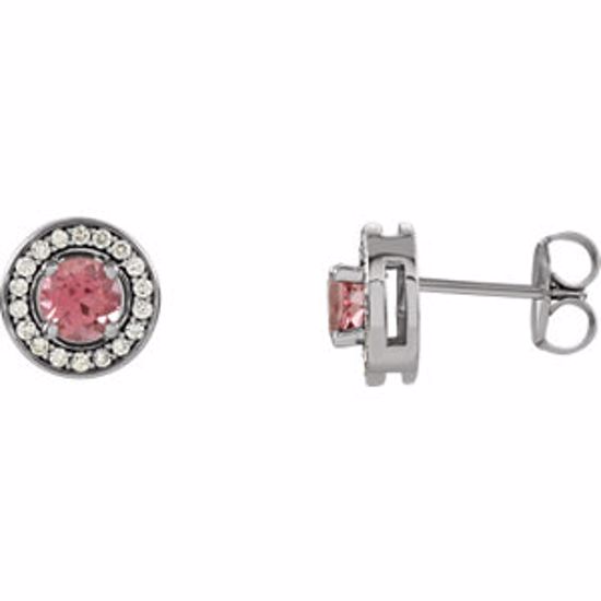 84987:70000:P 14kt White Pink Tourmaline & 1/5 CTW Diamond Earrings