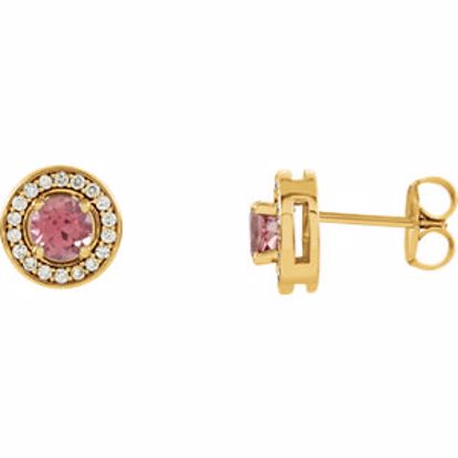 84987:70001:P 14kt Yellow Pink Tourmaline & 1/5 CTW Diamond Earrings