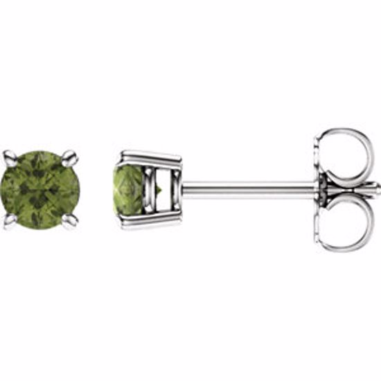 1874:70140:P 14kt White 4mm Round Peridot Earrings