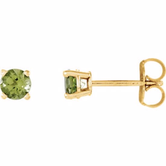 1874:70141:P 14kt Yellow 4mm Round Peridot Earrings