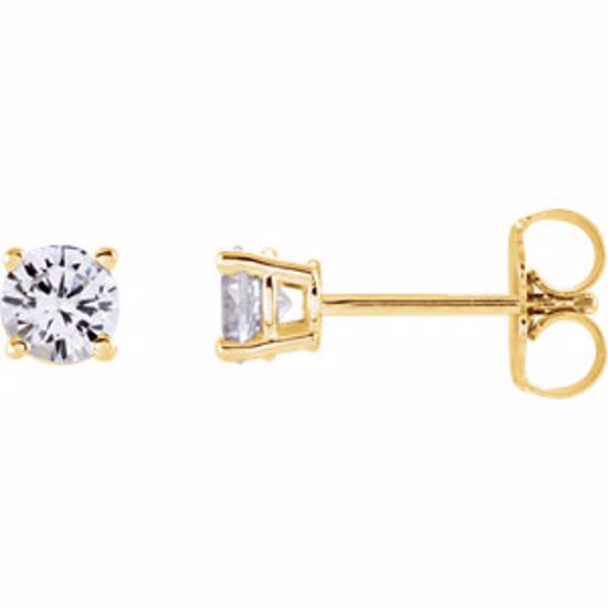 1874:70159:P 14kt Yellow 4mm Round White Sapphire Earrings