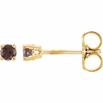 1874:70163:P 14kt Yellow 2.5mm Round Smoky Quartz Earrings