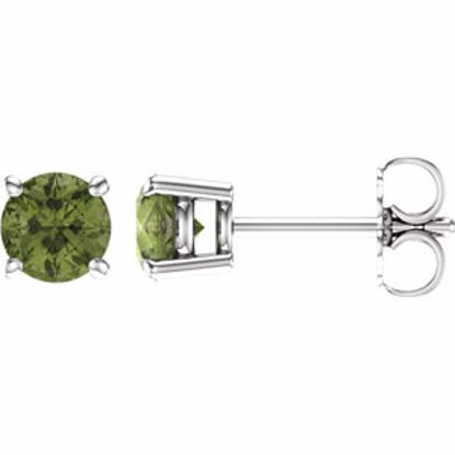 1874:70142:P 14kt White 5mm Round Peridot Earrings