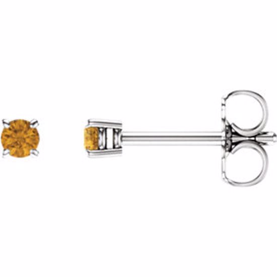 1874:70144:P 14kt White 2.5mm Round Citrine Earrings