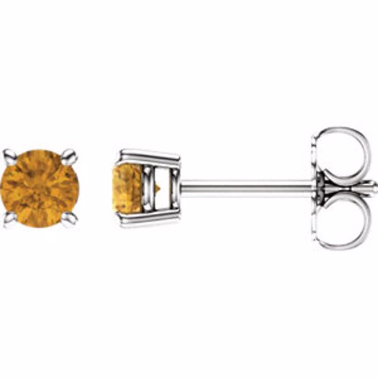 1874:70146:P 14kt White 4mm Round Citrine Earrings