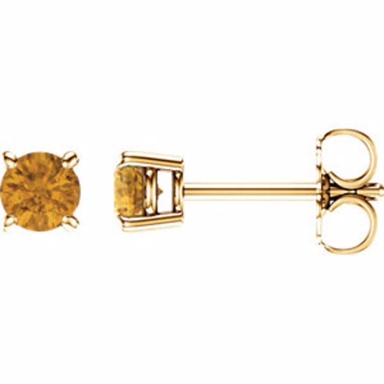 1874:70147:P 14kt Yellow 4mm Round Citrine Earrings