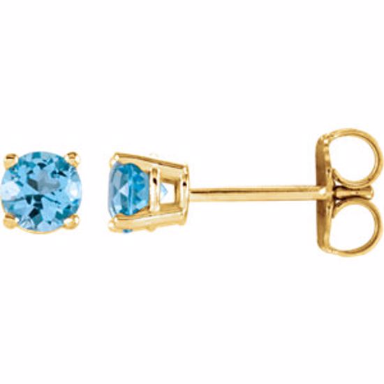 1874:70105:P 14kt Yellow 4mm Round Sky Blue Topaz Earrings