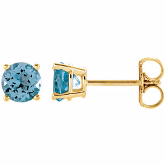 1874:70107:P 14kt Yellow 5mm Round Sky Blue Topaz Earrings