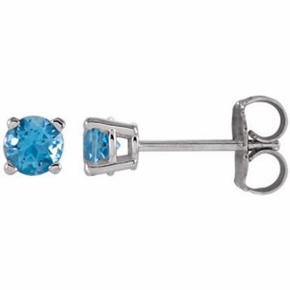 1874:70110:P 14kt White 4mm Round Swiss Blue Topaz Earrings