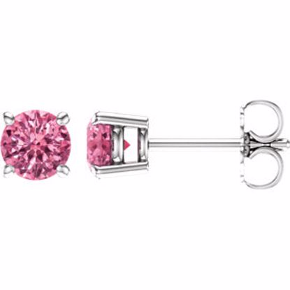 1874:70118:P 14kt White 5mm Round Baby Pink Topaz Earrings