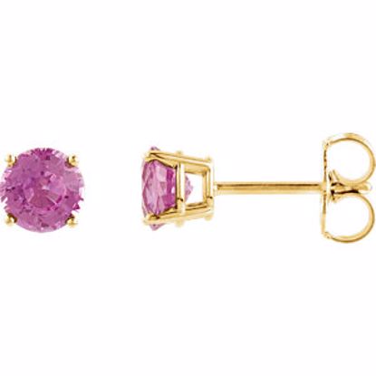 1874:70119:P 14kt Yellow 5mm Round Baby Pink Topaz Earrings