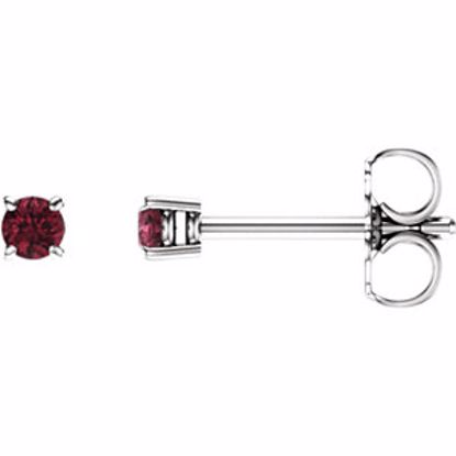 1874:70120:P 14kt White 2.5mm Round Mozambique Garnet Earrings