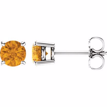 1874:70148:P 14kt White 5mm Round Citrine Earrings