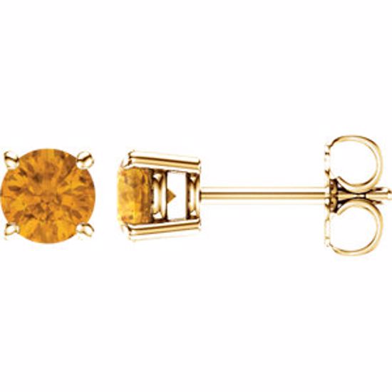 1874:70149:P 14kt Yellow 5mm Round Citrine Earrings